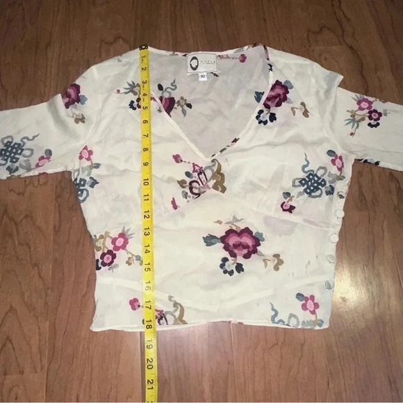 MAYLE LA FEMININ Floral Blouse Crop Sheer size 10 - Picture 5 of 5